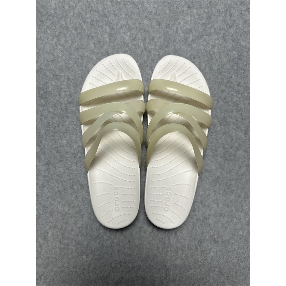 Crocs Sandals Women's Sz 9 White Moon Jelly Splash Strappy Beach Comfort